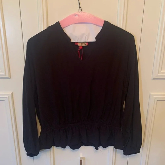 Jennifer Lopez black long sleeve blouse M - Picture 2 of 7